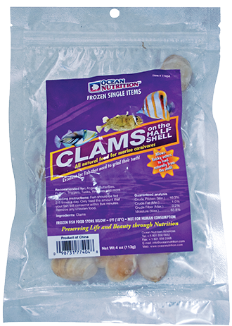 Ocean Nutrition FROZEN Clams on the Half Shell 8oz