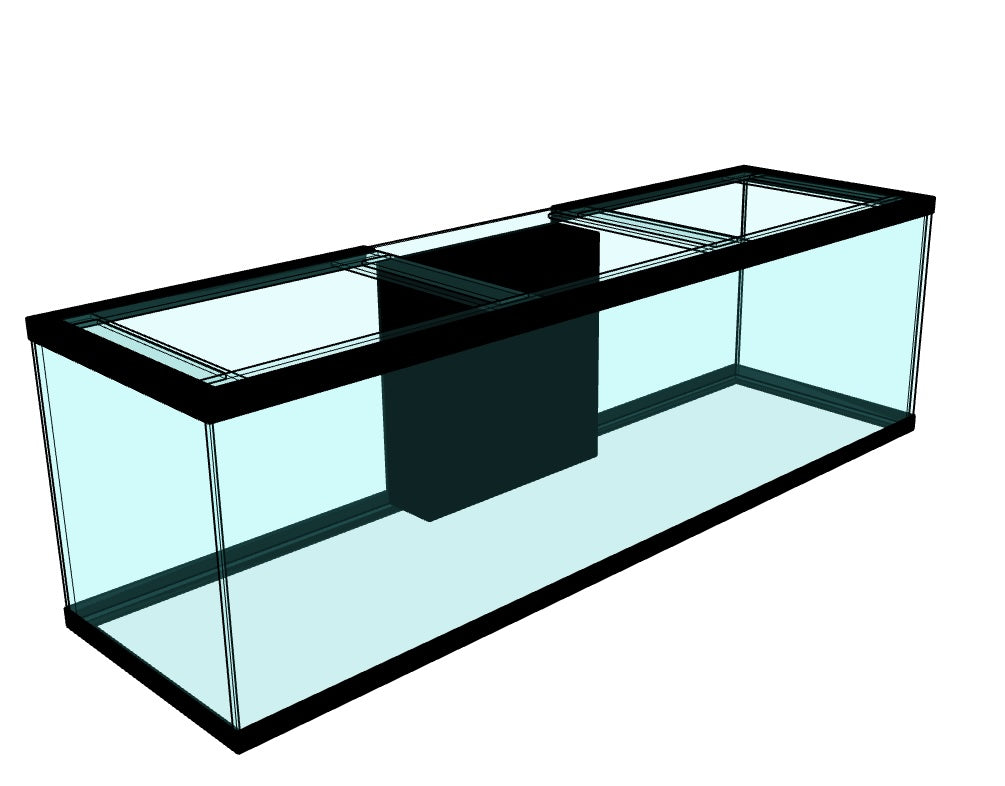 220 Gallon Glass Aquarium with Euro-Bracing and Black Trim Low Iron Glass Front Standard