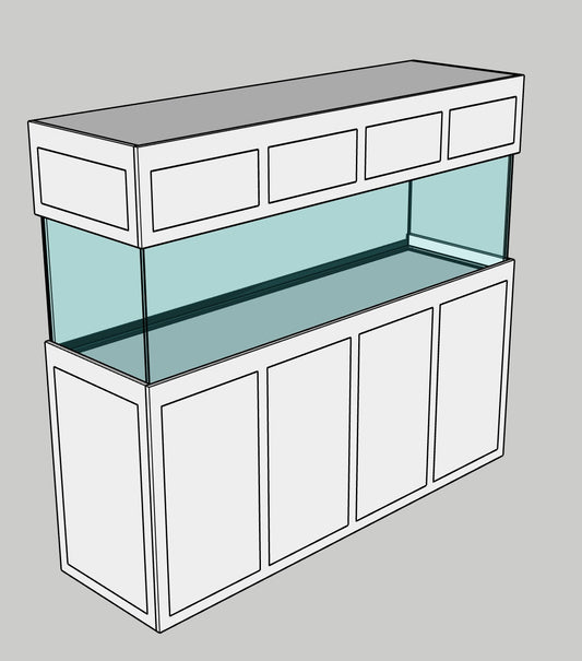 220 Gallon Glass Aquarium with Euro-Bracing and Black Trim Low Iron Glass Front Standard