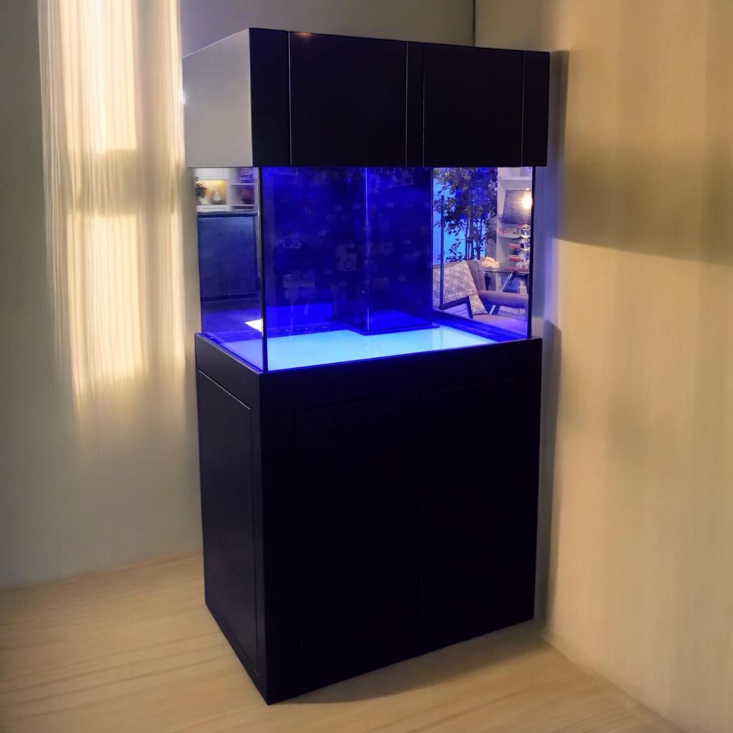90 Gallon Glass Aquarium with Euro-Bracing and Black Trim Low Iron Glass Front Standard