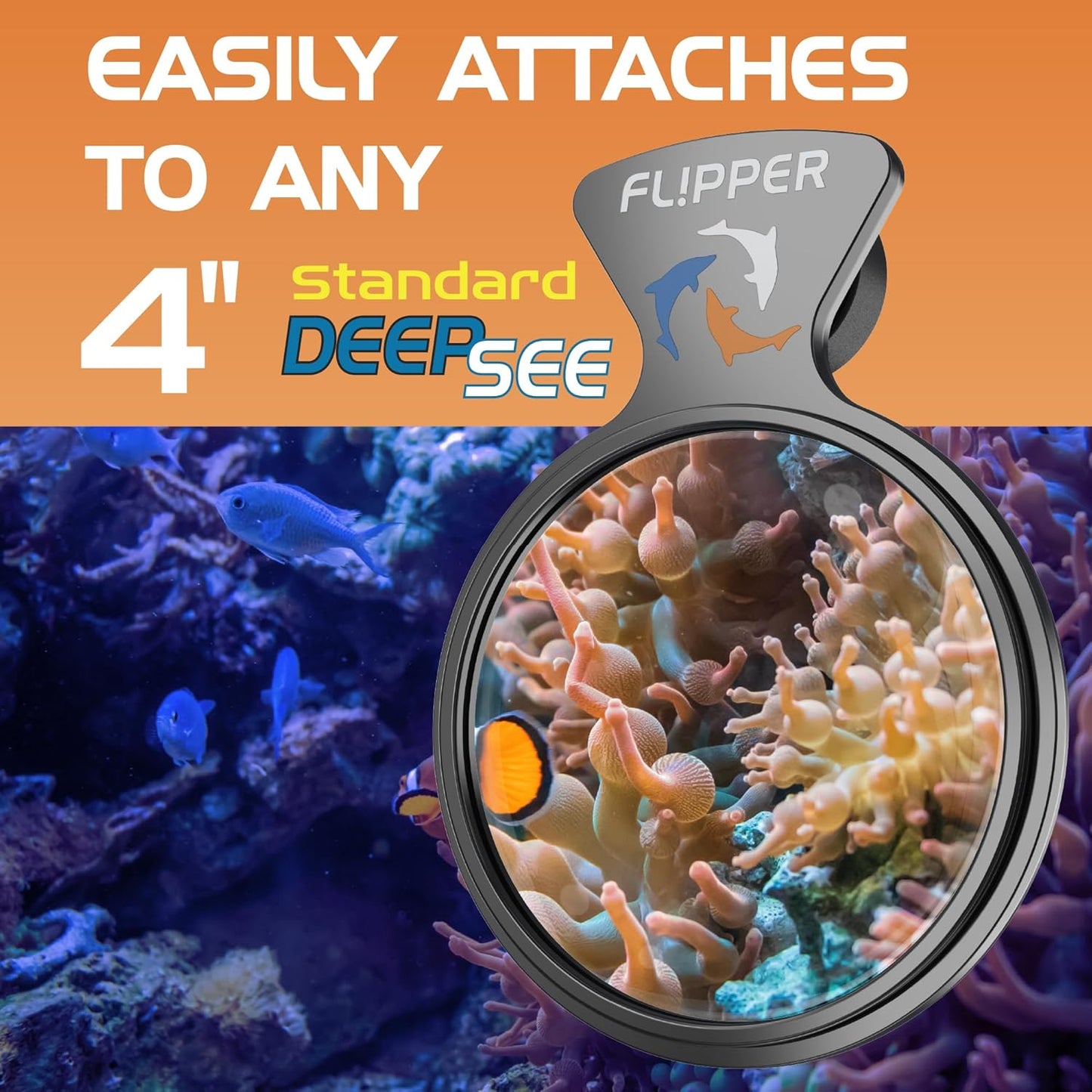 DeepSee Viewer Black 4’’ - Orange Filter - Aquarium Viewer