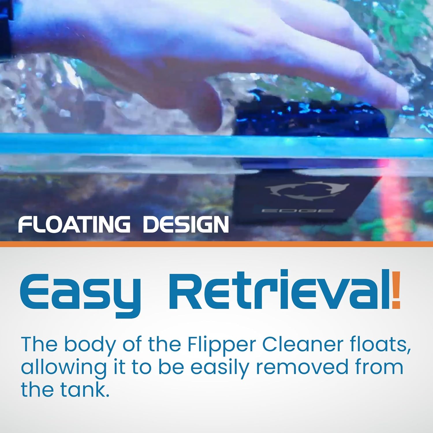 Flipper Edge 2 in 1 Floating Magnetic Aquarium Algae Cleaner (Standard) - Aquarium Cleaning Supplies