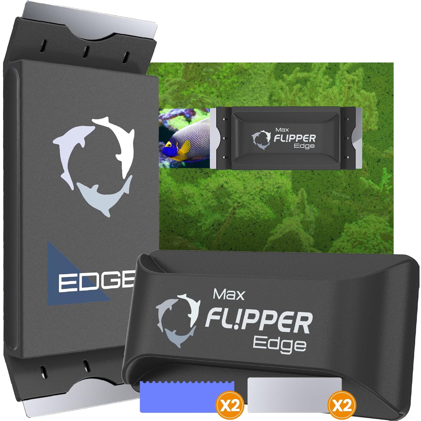 Flipper Edge 2 in 1 Floating Magnetic Aquarium Algae Cleaner (MAX) - Aquarium Cleaning Supplies