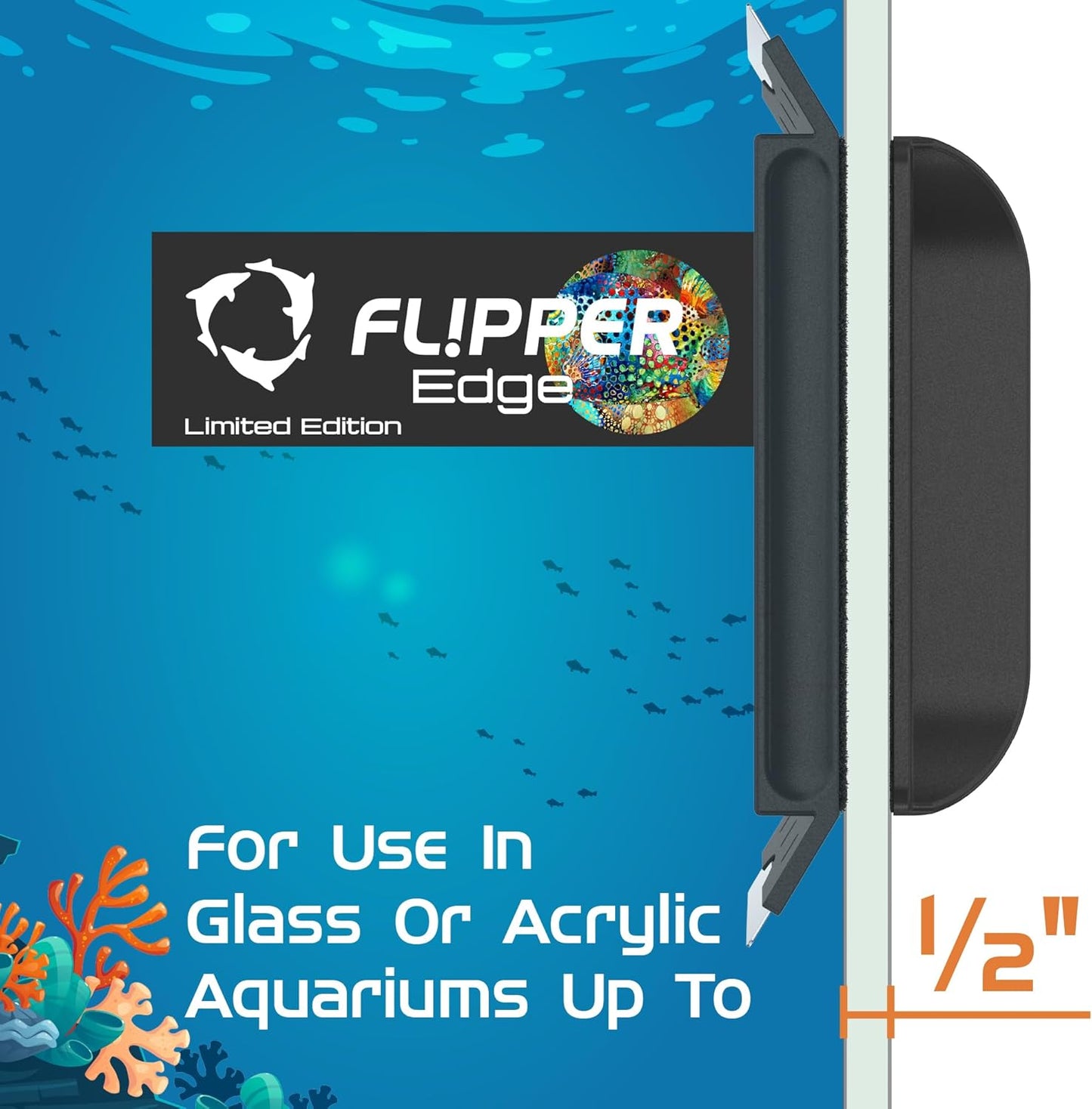 Flipper Edge Limited Edition Puffer 2 in 1 Floating Magnetic Aquarium Algae Cleaner (MAX) - Aquarium Cleaning Supplies