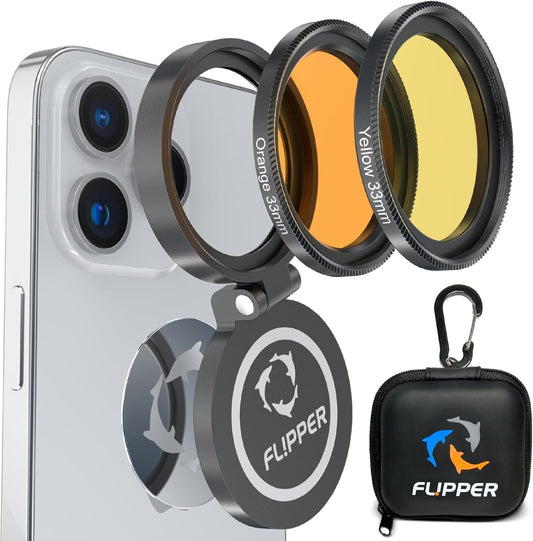 Flipper Flip-Kick Phone Filter Aquarium Reef Lens with Orange and Yellow Lenses - Aquarium Viewer