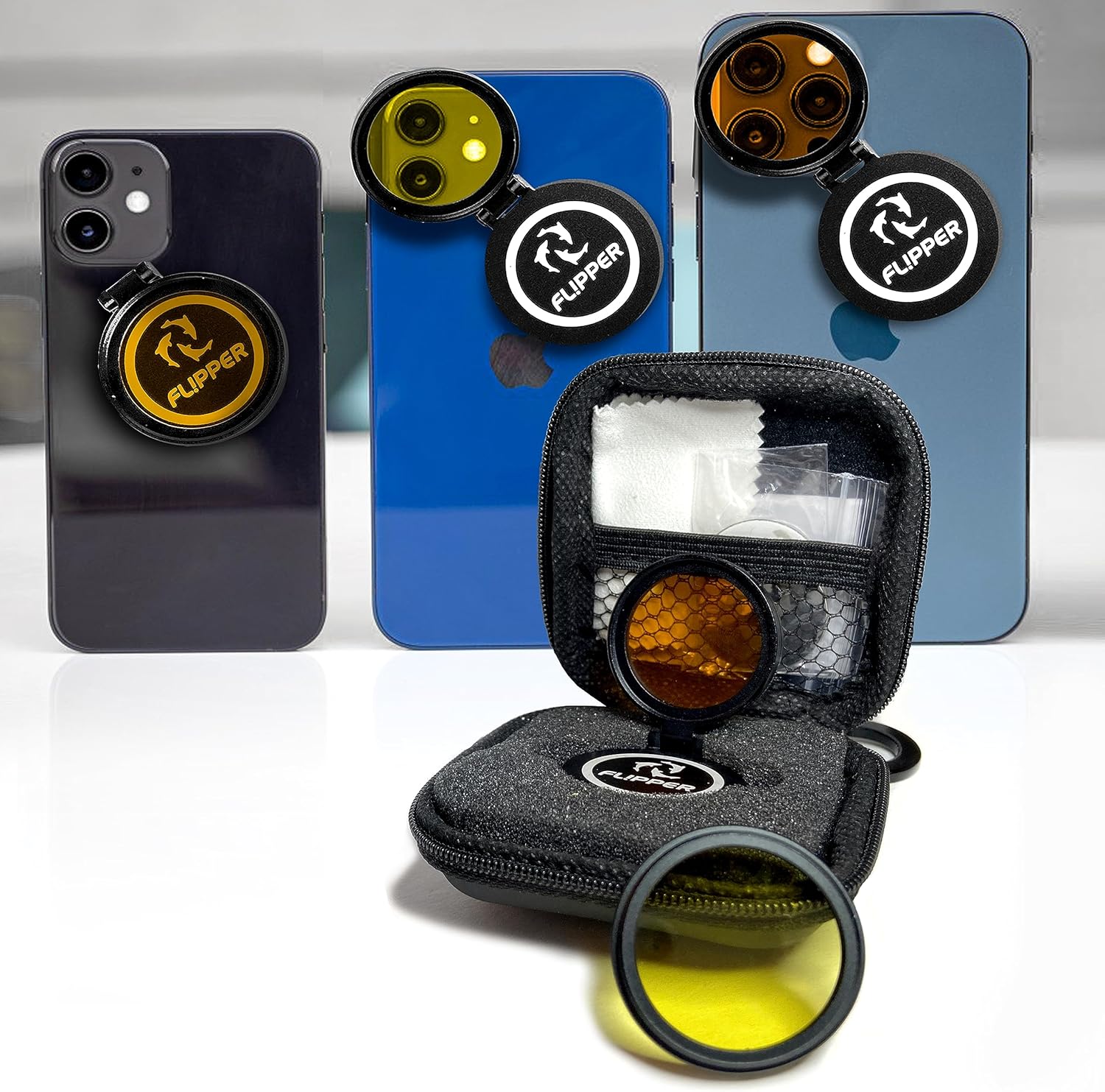 Flipper Flip-Kick Phone Filter Aquarium Reef Lens with Orange and Yellow Lenses - Aquarium Viewer