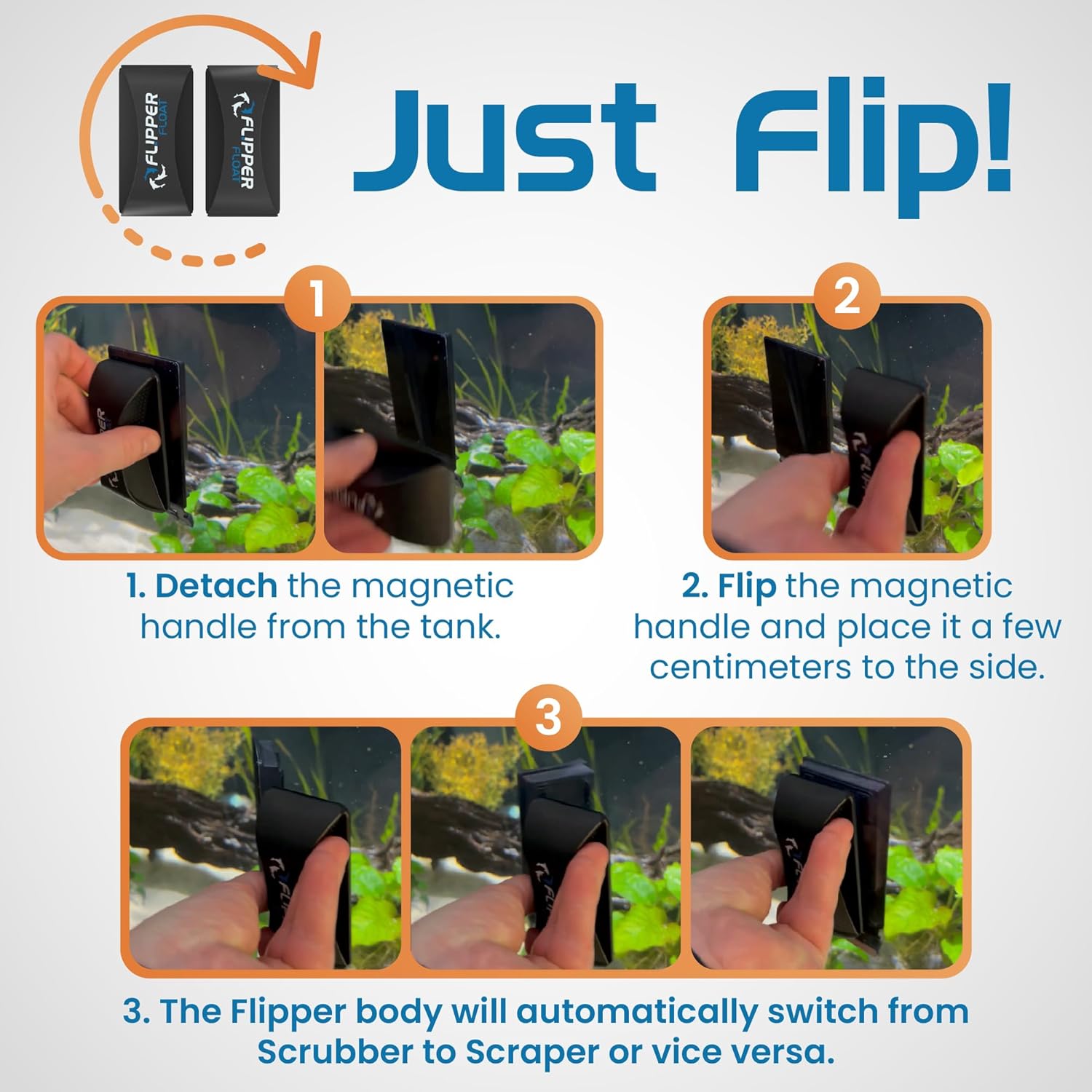 Flipper FLOAT 2 in 1 Magnetic Aquarium Algae Cleaner (Standard) - Scrubber