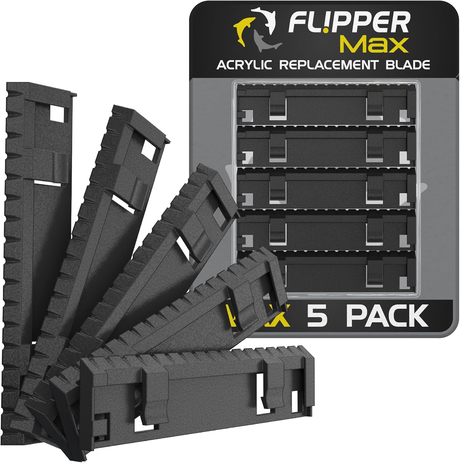 Flipper MAX ABS Replacement Blades Straight Edge 5 Pack - Acrylic Tanks - Replacement Blades