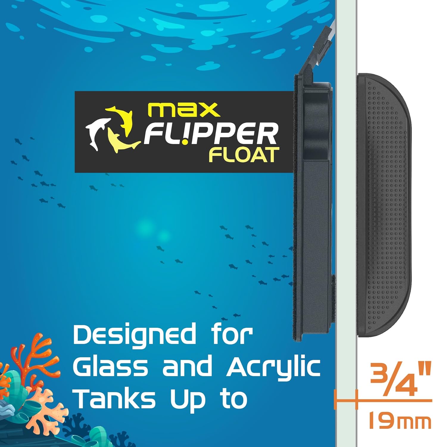 Flipper MAX FLOAT 2 in 1 Magnetic Aquarium Algae Cleaner - Scrubber