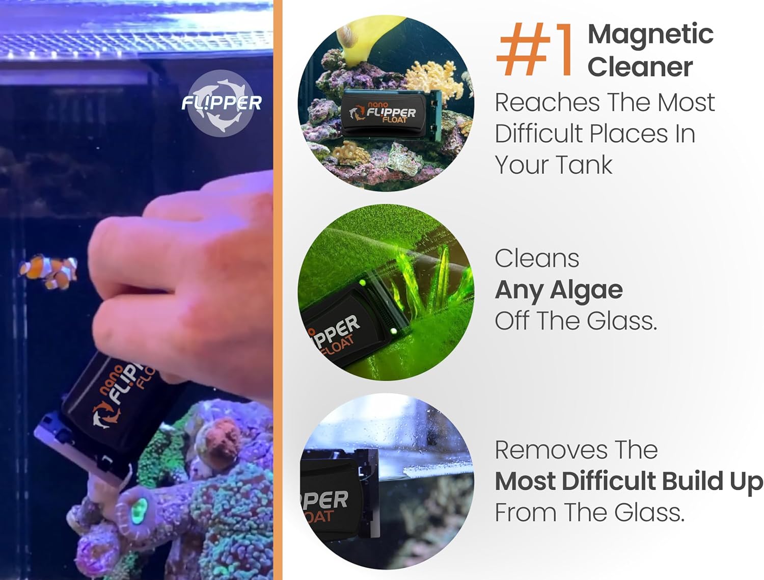 Flipper NANO FLOAT 2 in 1 Magnetic Aquarium Algae Cleaner - Scrubber