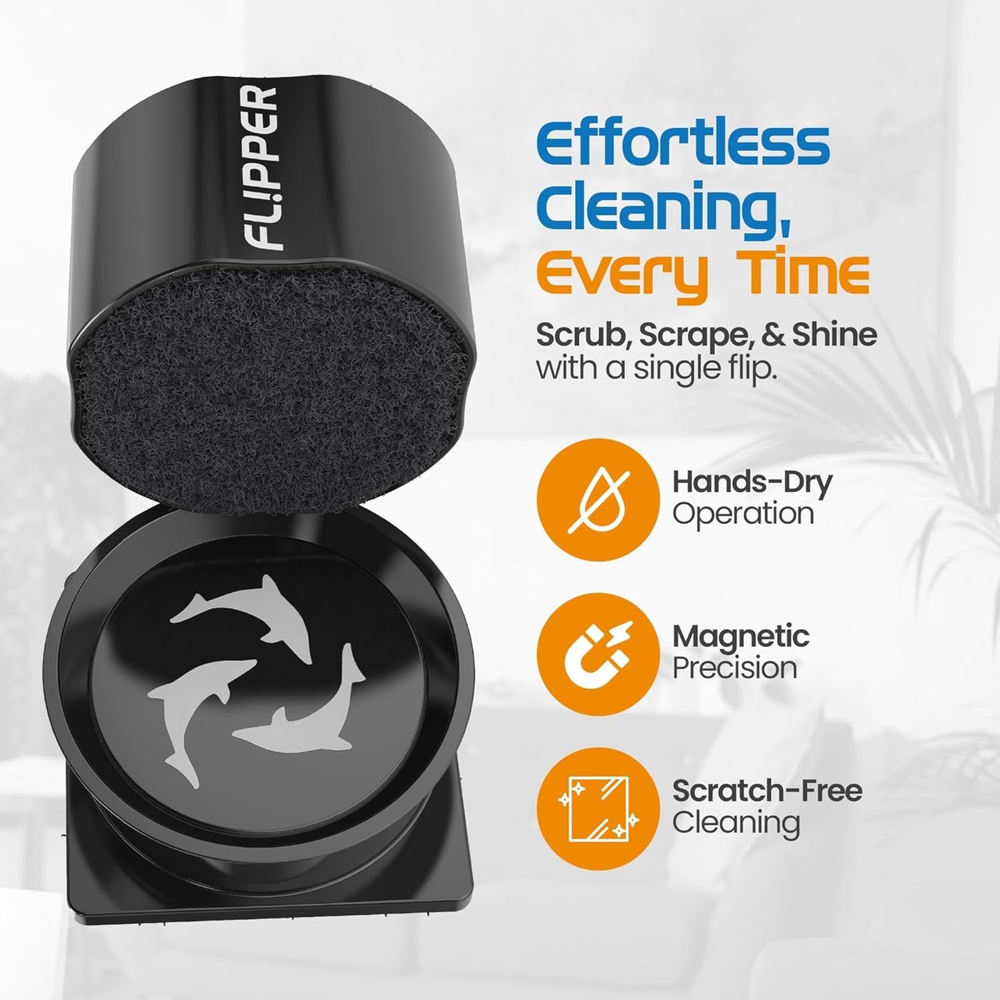 Flipper Pico Black 2-in-1 Aquarium Magnet Cleaner - Scrubber