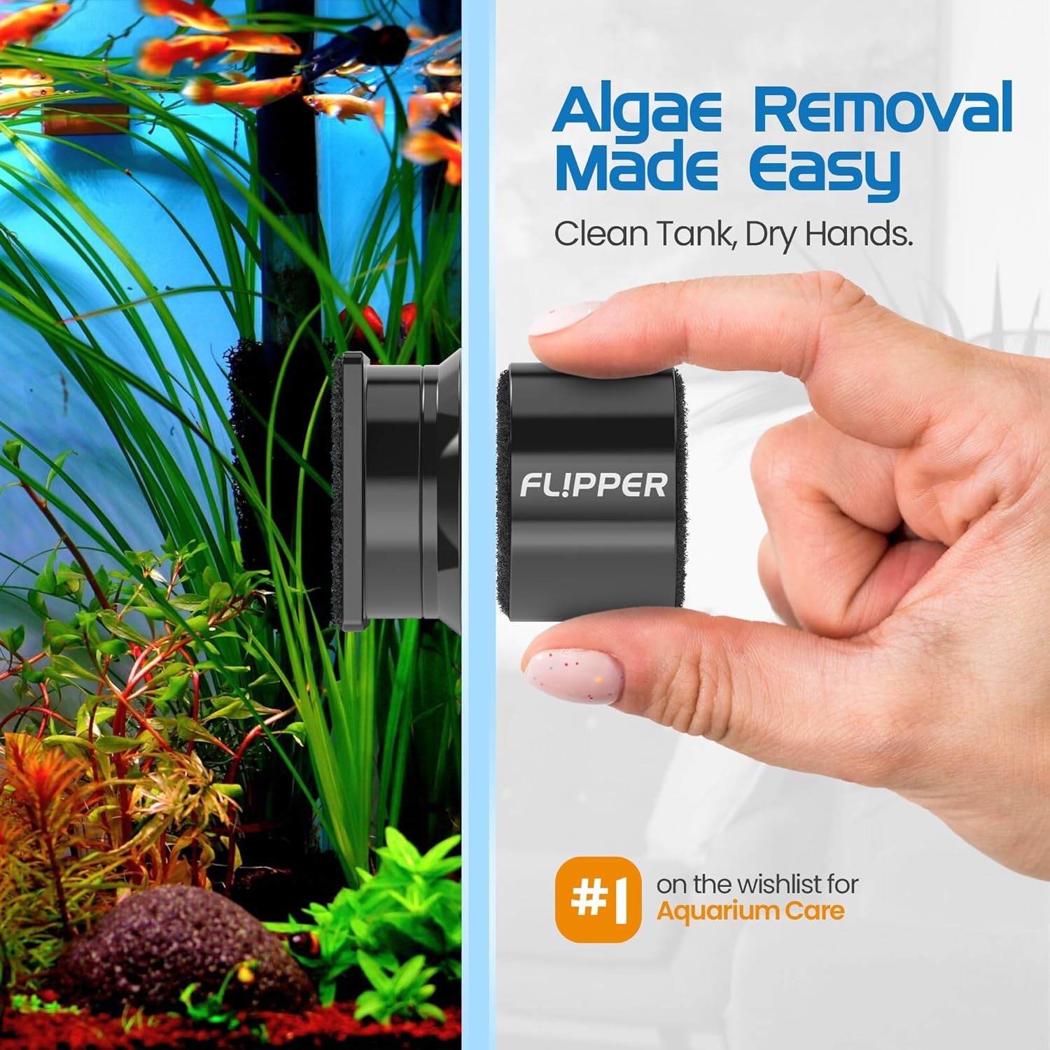 Flipper Pico Black 2-in-1 Aquarium Magnet Cleaner - Scrubber