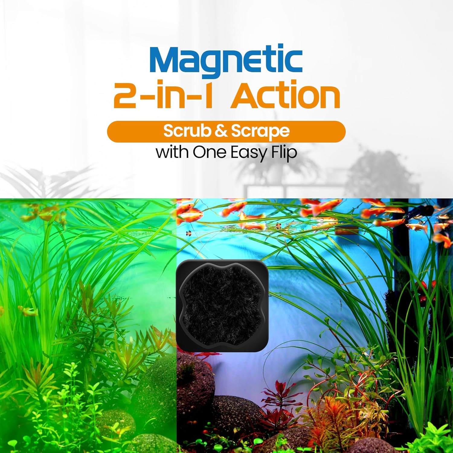 Flipper Pico Black 2-in-1 Aquarium Magnet Cleaner - Scrubber