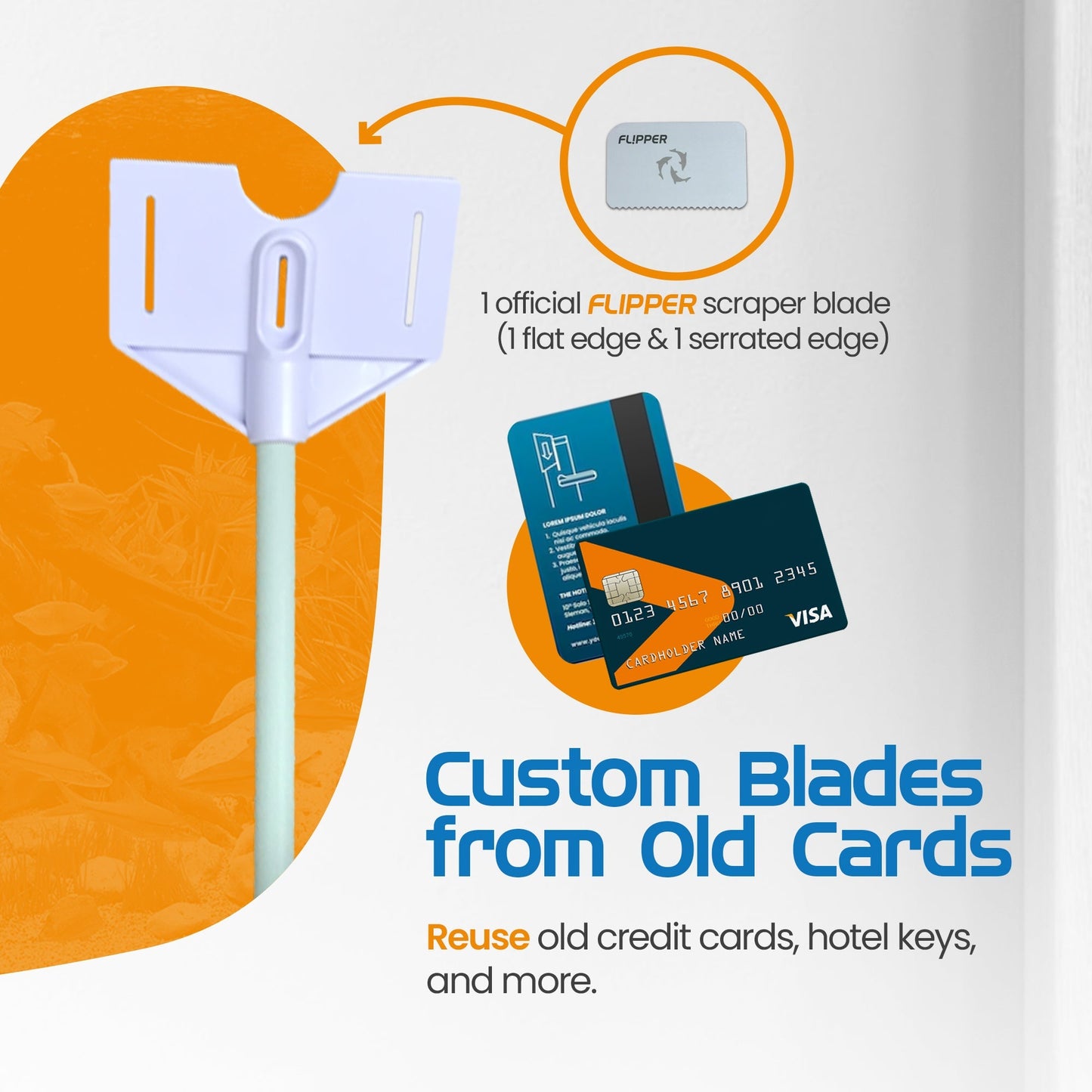 Flipper Platinum Aquarium Algae Scraper - 10’’ - Hand Held Scraper