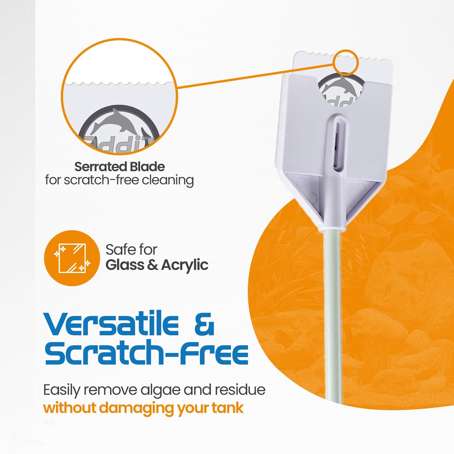 Flipper Platinum NANO Aquarium Algae Scraper 12’’ - Hand Held Scraper