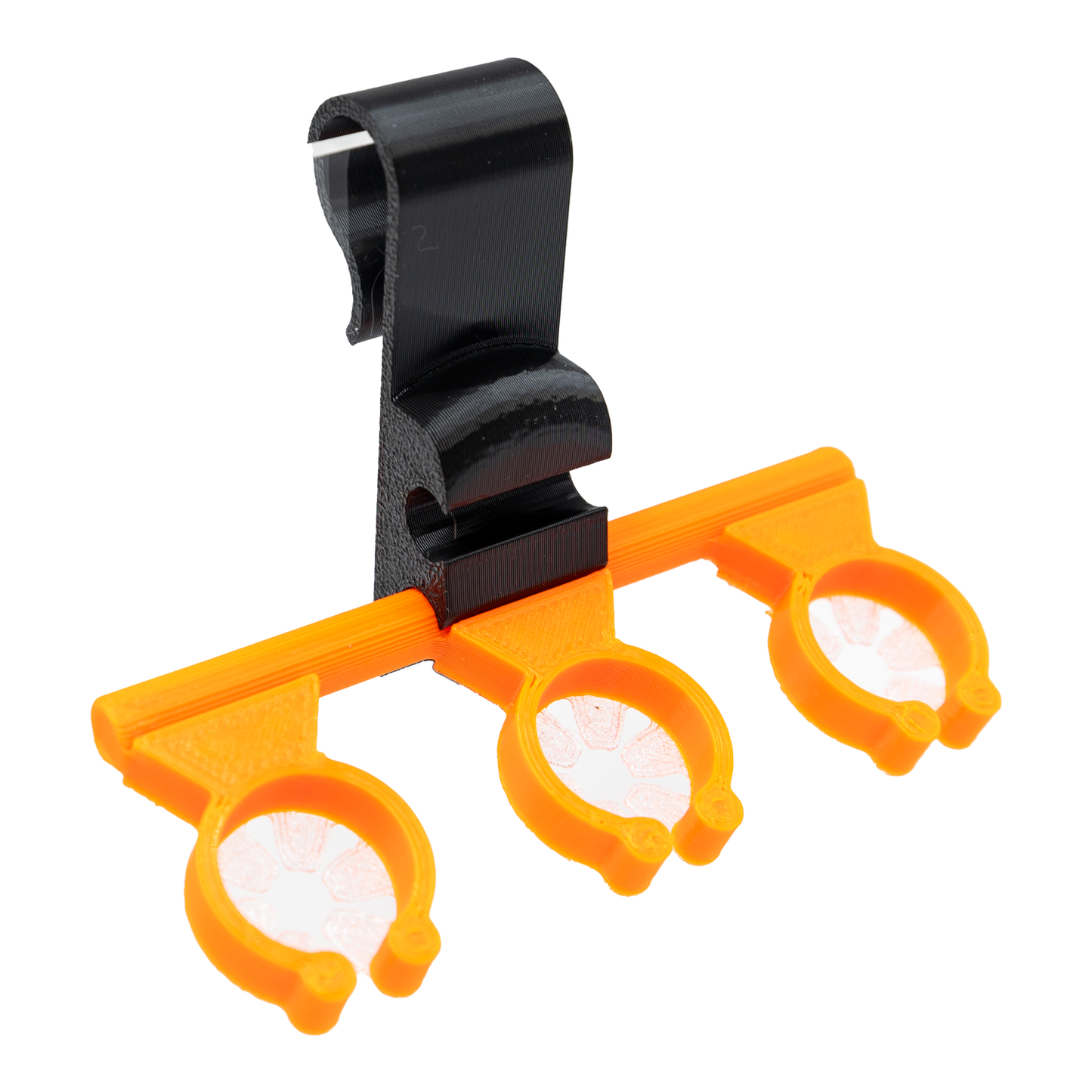 FragLoc™ - Mangrove Seedling & Aquatic Plant Holder - Triple / Clip on 1’’ glass (No Magnet) / Fluorescent Orange