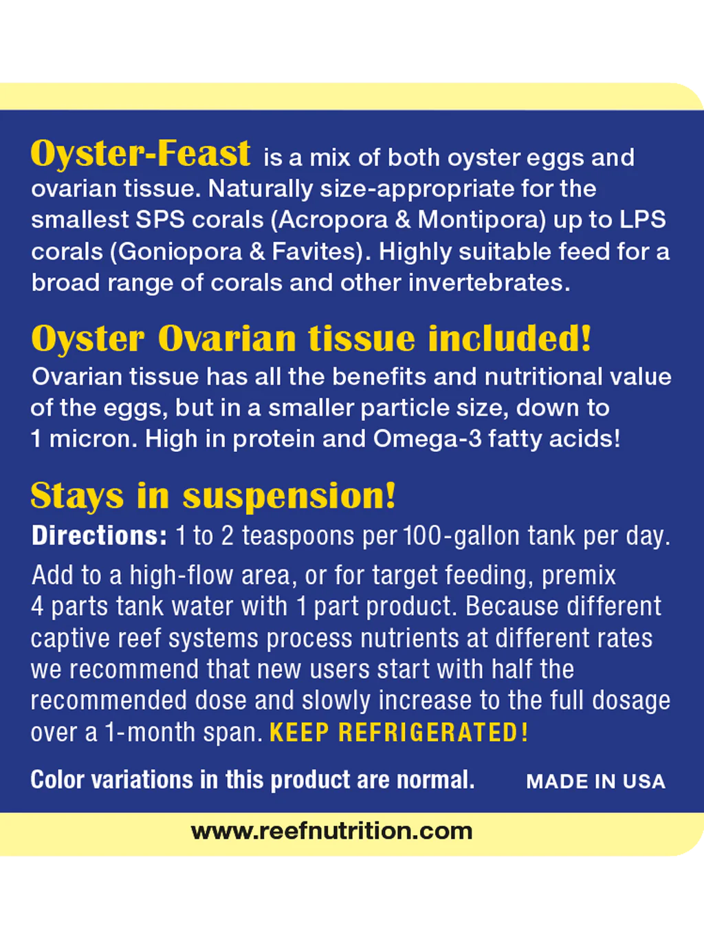 Oyster Feast Egg & Tissue Mix - Reef Nutrition