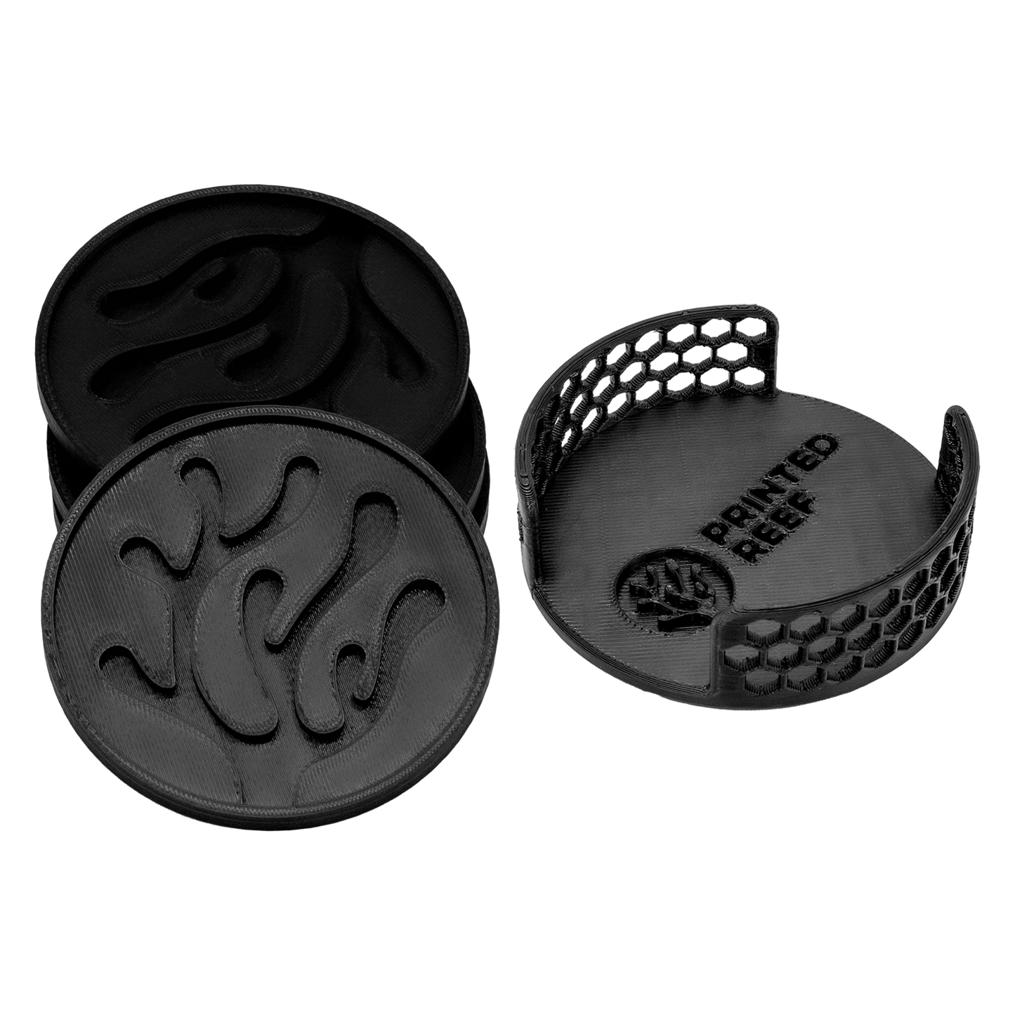 Printed Reef Coral Coasters Set - Black / Black - merch
