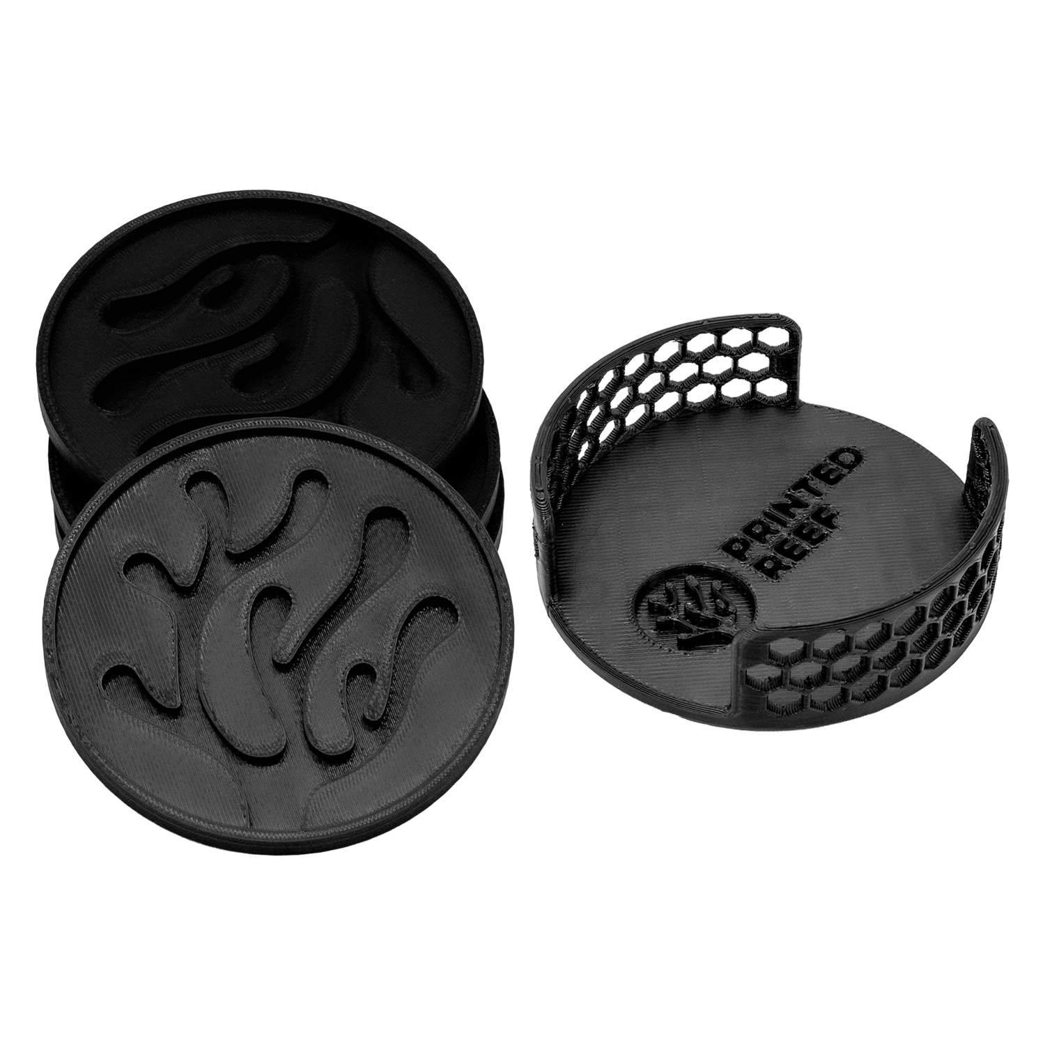 Printed Reef Coral Coasters Set - Black / Black - merch