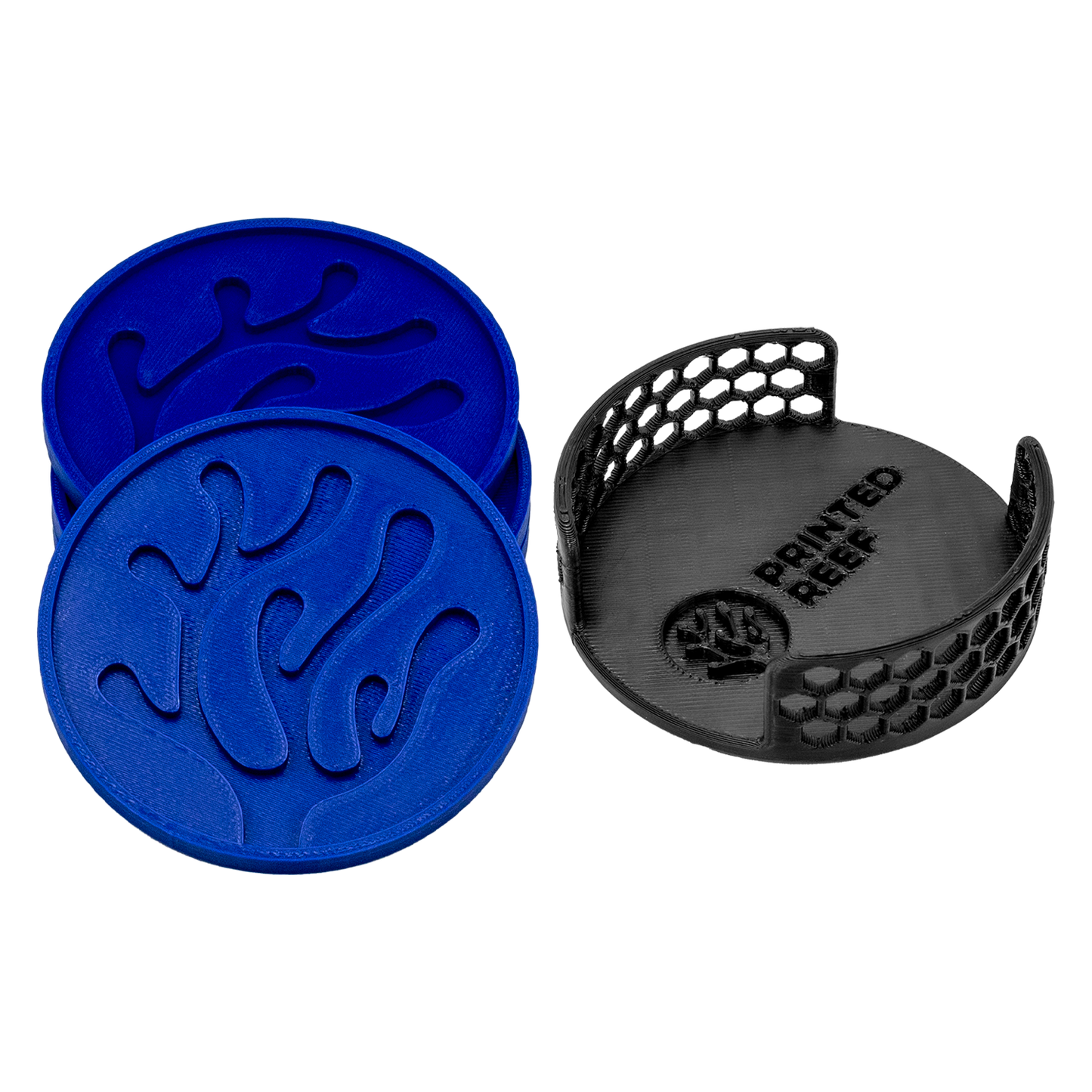 Printed Reef Coral Coasters Set - Blue / Black - merch